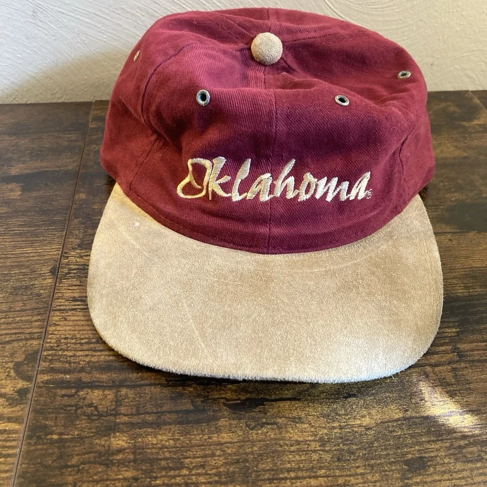 Oklahoma Sooners Vtg 1984 Kudzu Hat Strapback Suede Brim Velvety Feel Embroidery